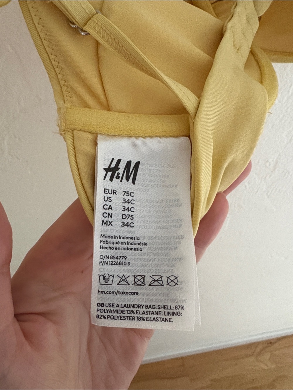 H&M Yellow Ruffle Strap Underwire Bikini Top - Picture 2 of 6